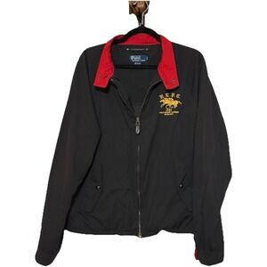 Polo Ralph Lauren L Mens Black Red Embroidered Windbreaker Excellent